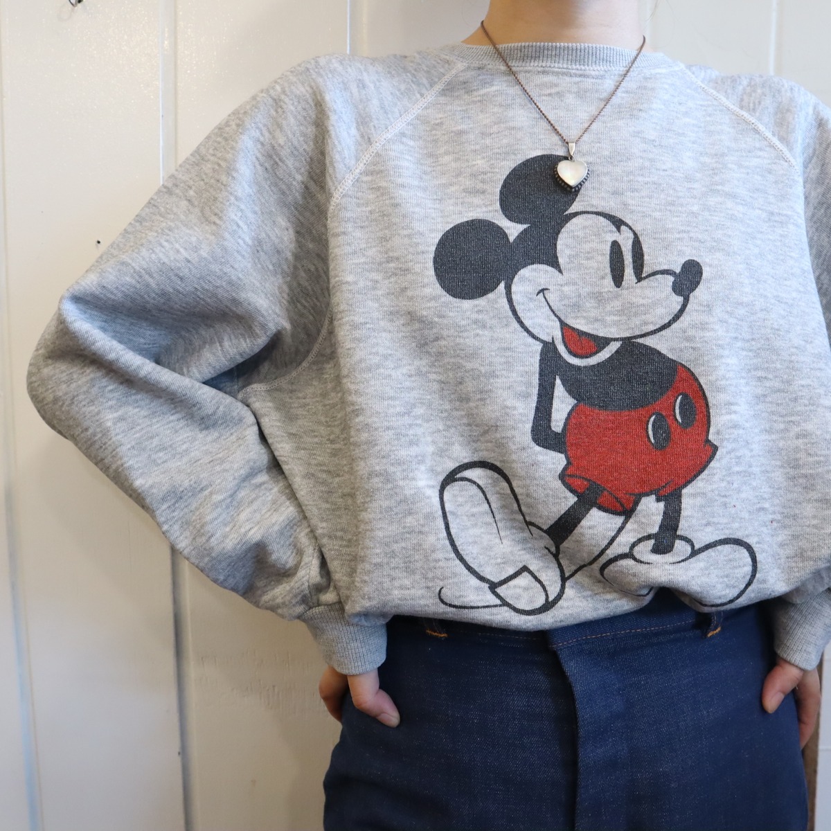 80s gray character print sweat [l-6258] | Fizzvintage