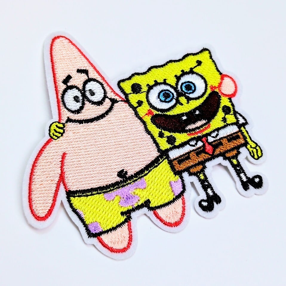 送料無料！ ★刺繍アイロンワッペン★【 SpongeBob SquarePants （スポンジボブ / パトリック）】 〚アメリカン雑貨 アメトイ〛