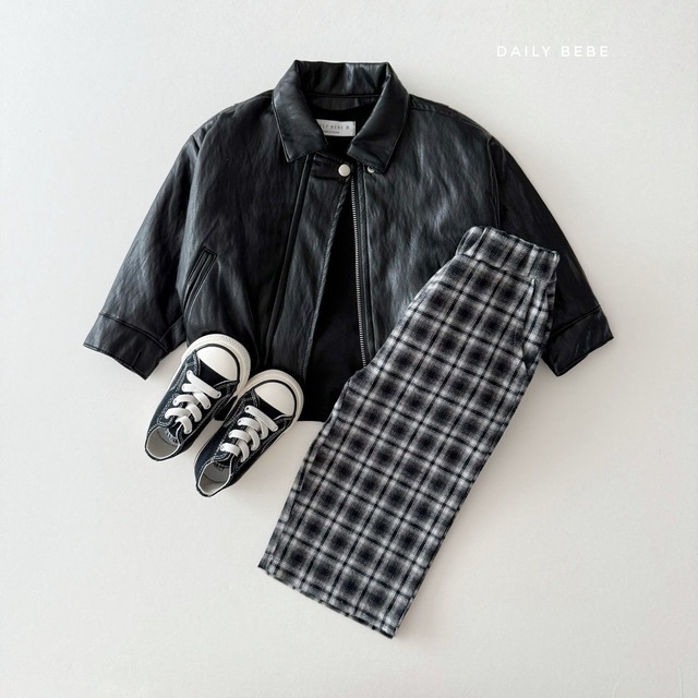 [即納S]≪DAILYBEBE≫check school pants black 8