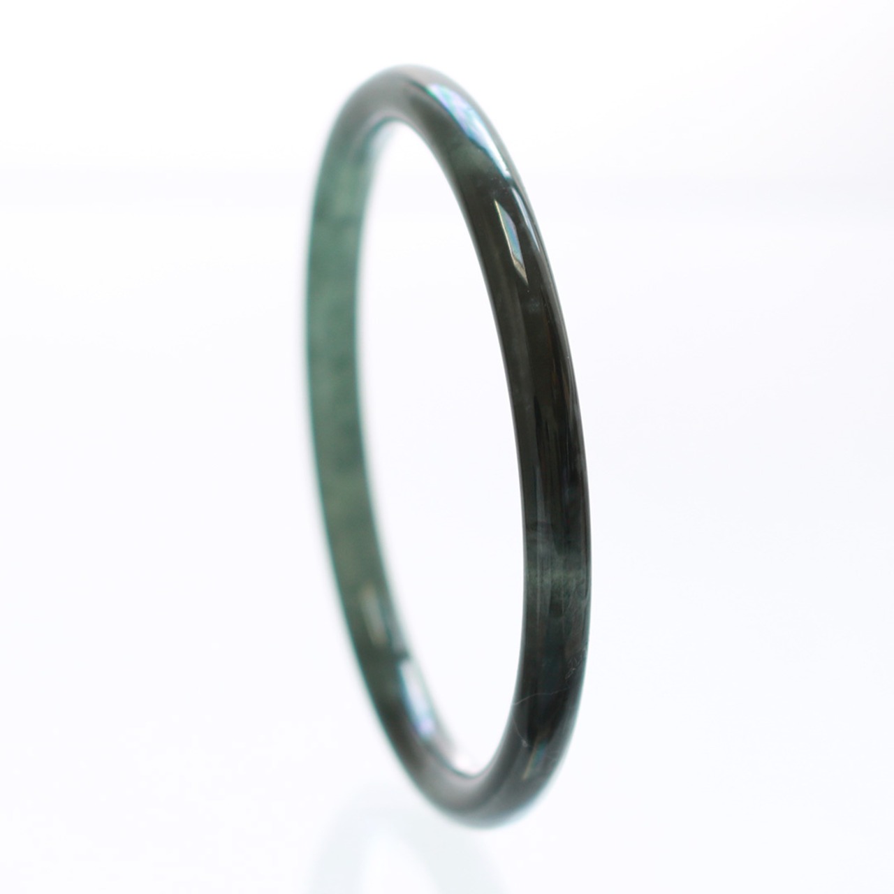 【内径 約60.1mm】princess/black 翡翠バングル A貨翡翠 jd_bg1326