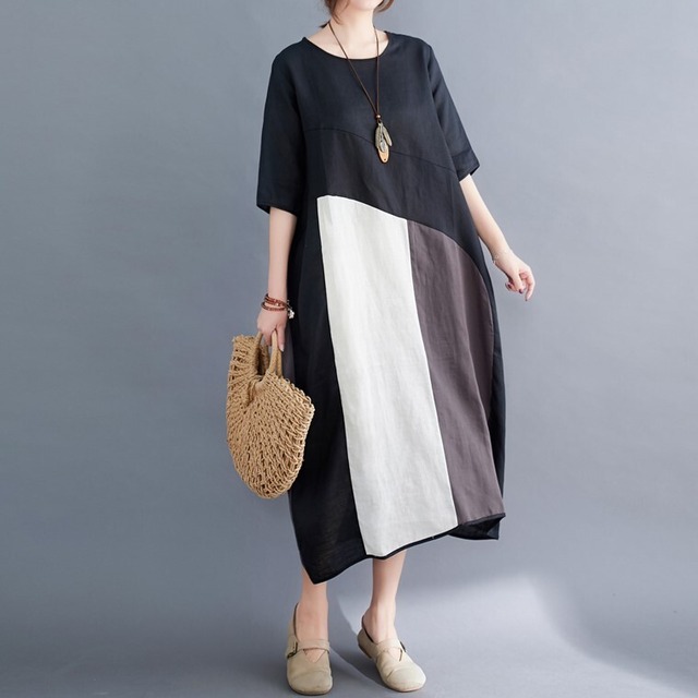 Contrast Color Long Dress / コントラストカラー ワンピース