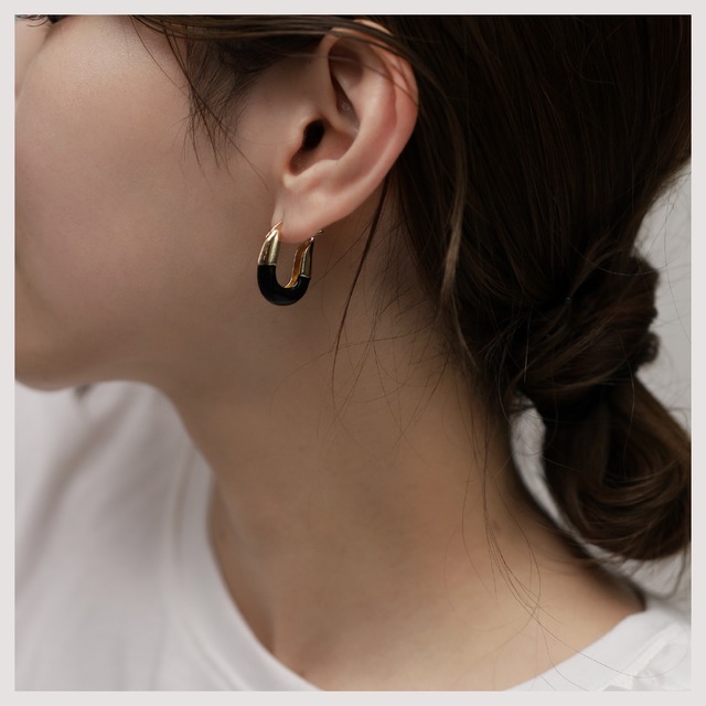 Hoop pierce -Gold×Black-