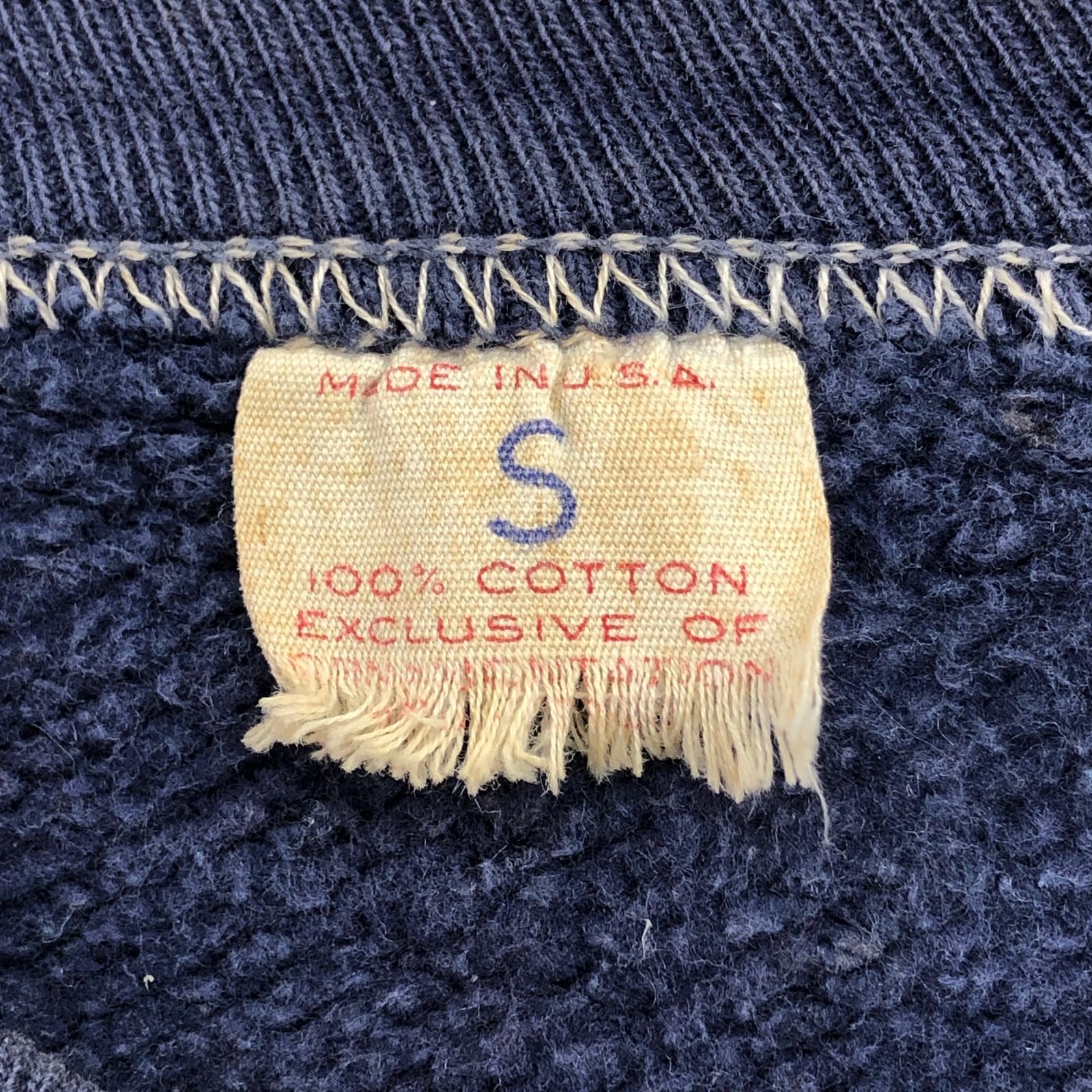 60's 旧タグRUSSELL 染み込みプリント　カレッジT サイズM RUSSELL ATHLETIC ラッセル 50- 60年代 USA製 貼り付け 前V サイズタグ