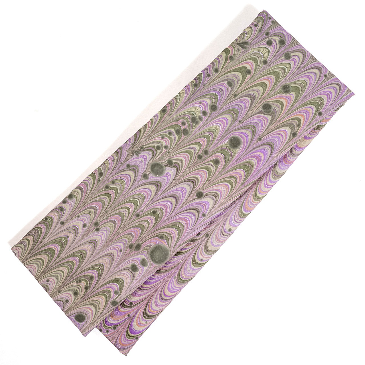 リバーシブル墨流し半巾帯 〔葡萄と抹茶とピスタチオクリーム〕ピーコック×ドット