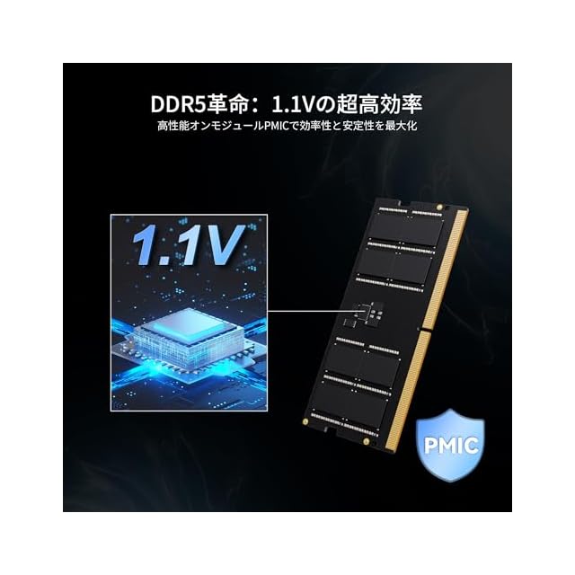 SIX DDR5 RAM 1枚16GB 5600MHz SODIMM ノートPC用メモリ - 1.1V超低
