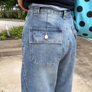 サイドデザインデニムハーフパンツ _LN03896