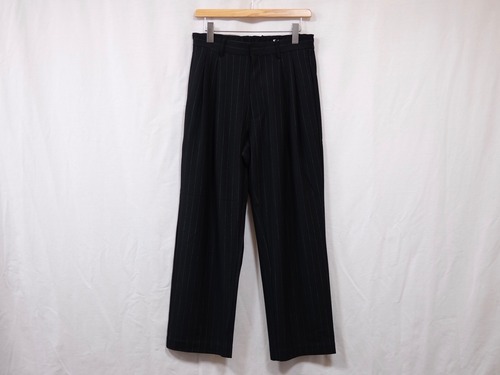 KANEMASA PHIL” 36G Wool Stripe Easy Trousers Black Stripe”