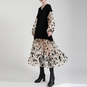 Patchwork Loose Long Dress / パッチワーク ルーズ ロング ワンピース