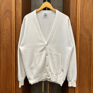 1990's RUSSELL WHITE SWEAT CARDIGAN ⓼