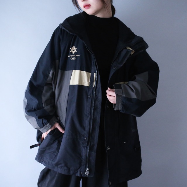 "02 salt lake olympic" good coloring pattern over silhouette mountain jacket