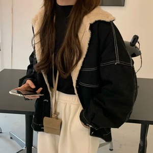 デニム ジャケット 裏起毛 レディース 秋冬 韓国 アウター 防寒 保温 暖かい 大人 カジュアル ストリート アメカジ ステッチ ブルゾン Gジャン 裏ボア ゆったり 大人可愛い 大人女子