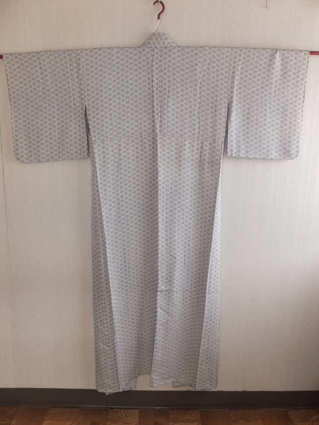 麻の葉柄 単衣 着物 きもの 化繊 153 65 | 桃庵 momoann