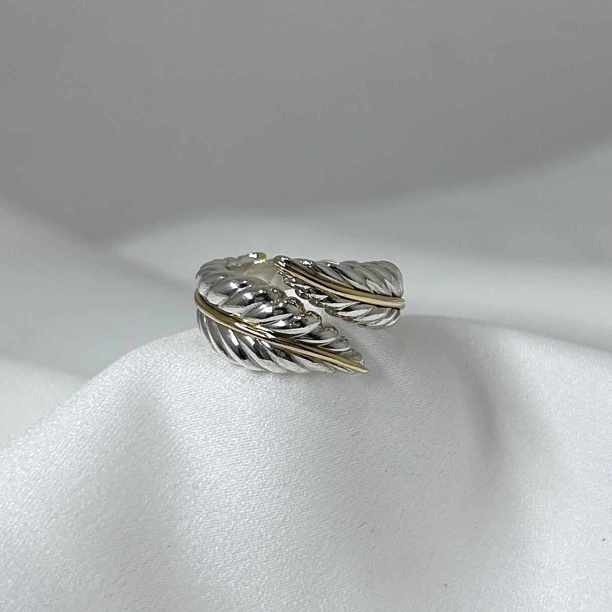 ティファニー 美品 フェザー リング K18 シルバー コンビ v64e 【公式