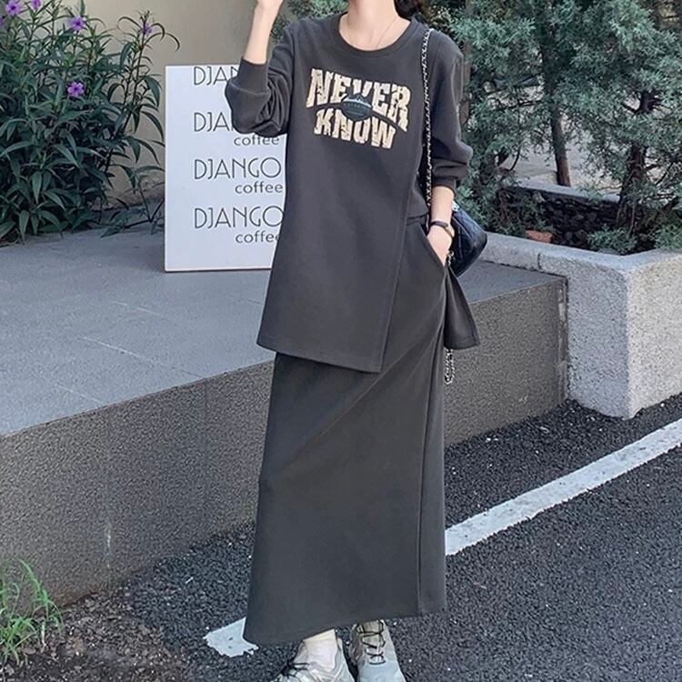 韓国カジュアル スウェットシャツ・ スカート2点セット YH9531