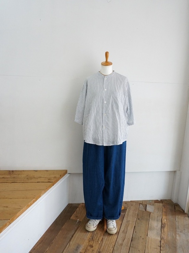NATURAL LAUNDRY　先染めシャーリング ヤオヤシャツ