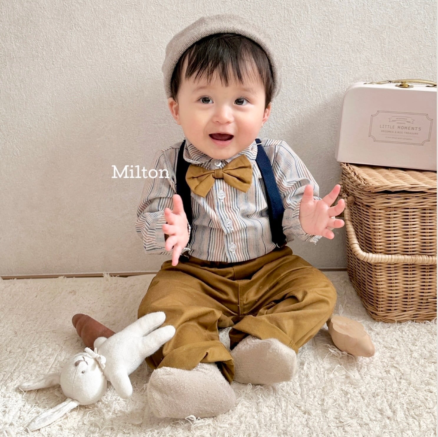 【美品】バーバリー フォーマル スーツ ノバストライプ キッズ 男の子 120 即納【キャメルストライプスーツ】70 80 90 100 110 120 130 cm 男の子