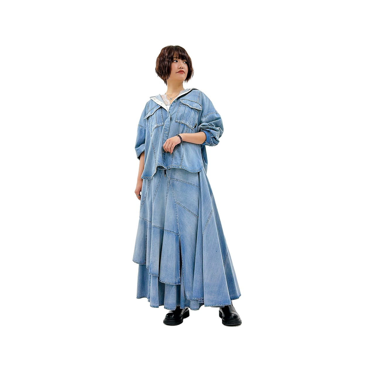 ⭐限定商品⭐【ayane】ダンガリー変形切り替えスカート 856712 アヤン
