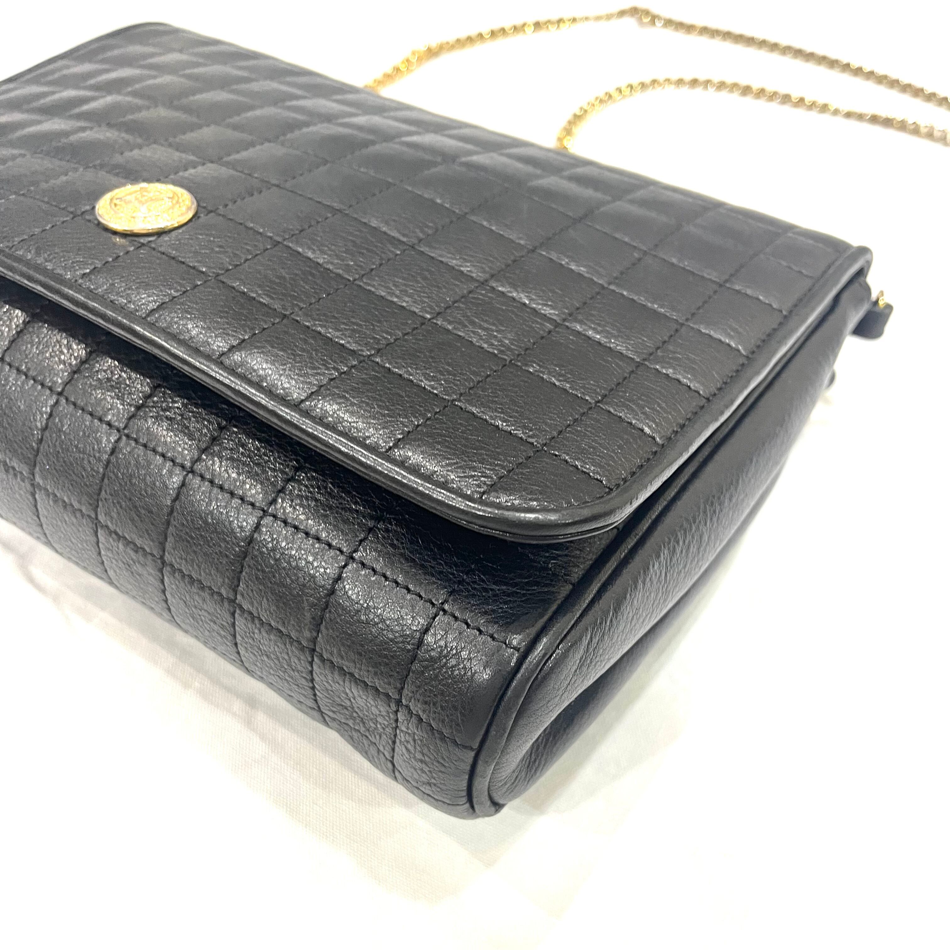 CELINE】 セリーヌ 本革レザーマトラッセ キルティング チェーン