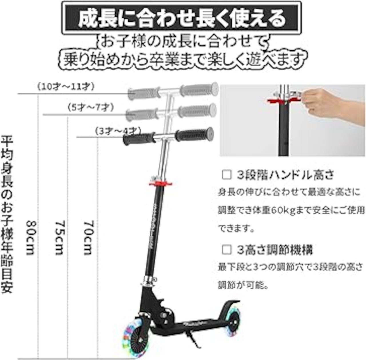 49cc エンジン 付 スクーター キック ボード ブラック 2ストエンジン 