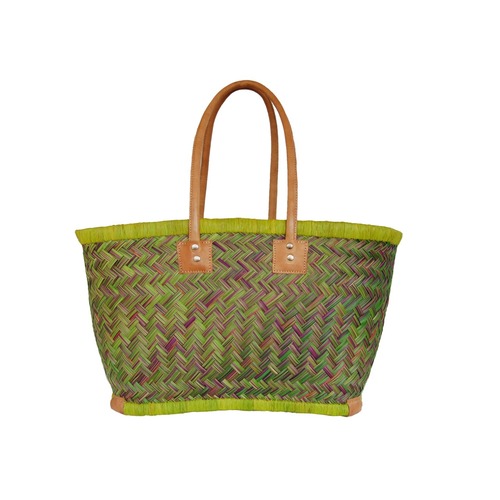 【かごバッグ】M パニエM / ロングハンドル Yellow green x Purple /マルシェバッグ