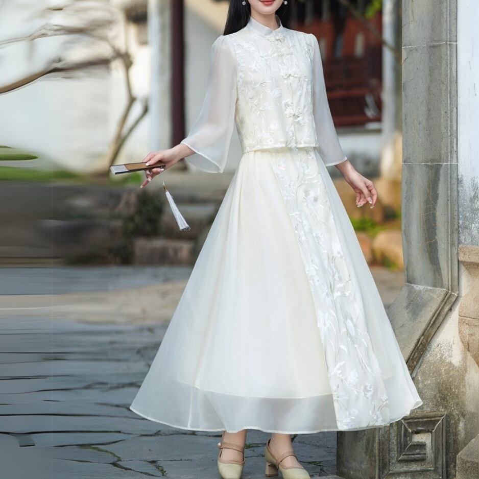 刺繍入りチャイナボタンセットアップ　YS00013