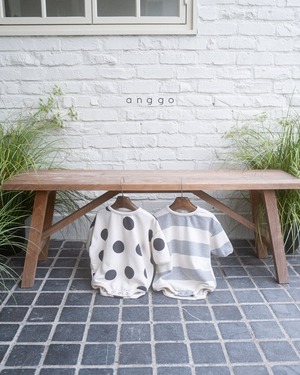 【anggo】デニッシュロンパース ドット 60〜80cm  240103