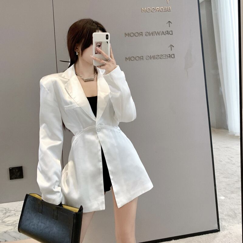 スタイル薄手サテンジャケット サマースタンダードウェスト ロング レトロ 夏物 ガールズファッション38034189868