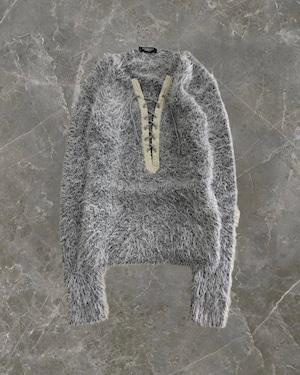 "tornado mart" lace up design mohair knit