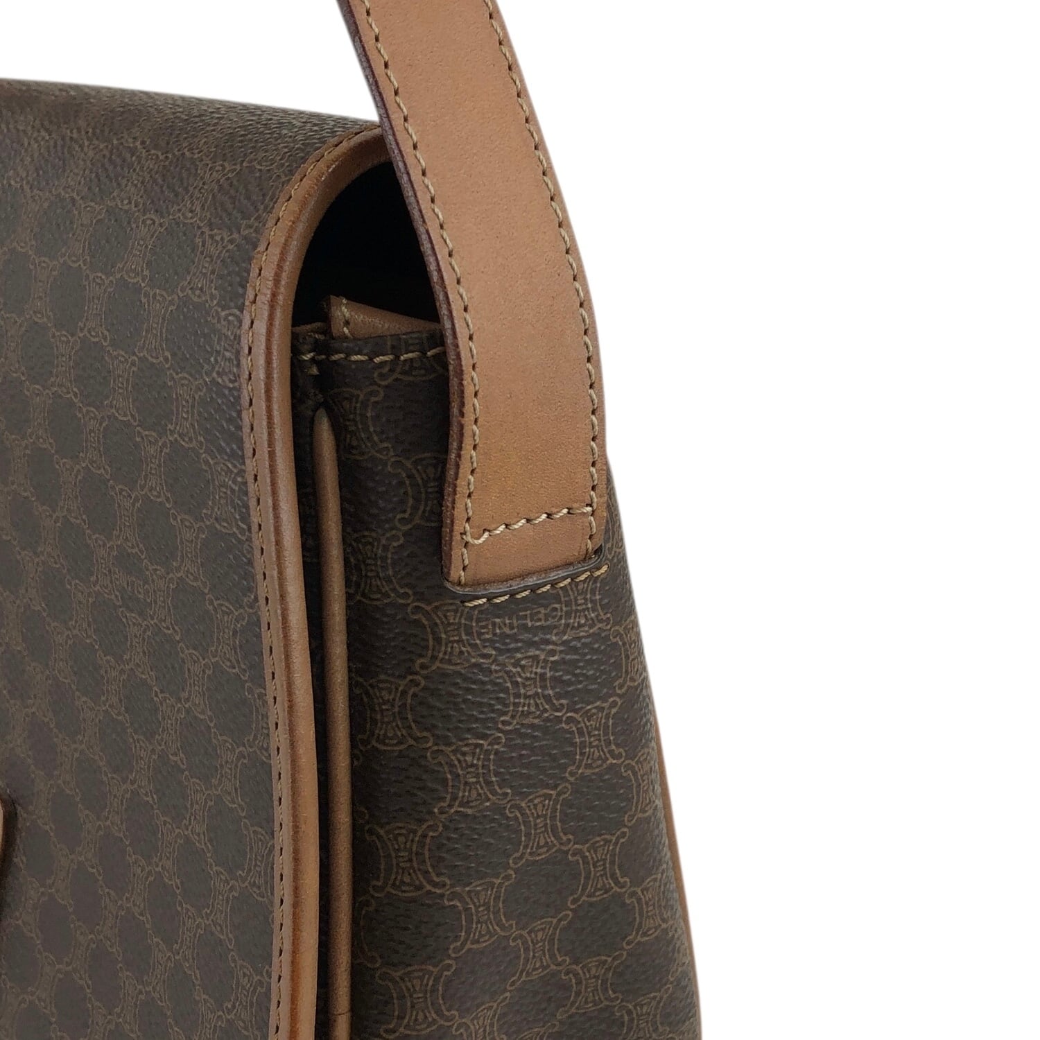 CELINE セリーヌ マカダム ショルダーバッグ ブラウン ブラゾン型押し