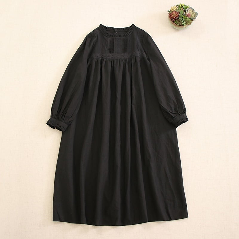 プリーツレースステッチプルオーバーワンピース W0882