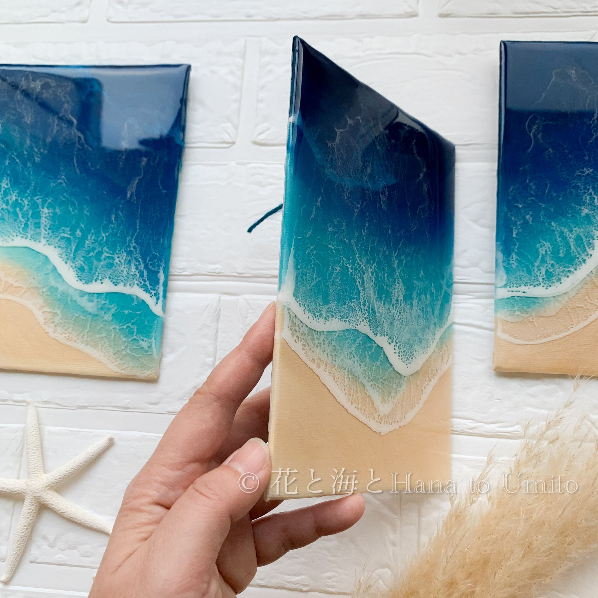 海と白波のキャンバスアート✳︎海レジンアート オーシャンアート | 花