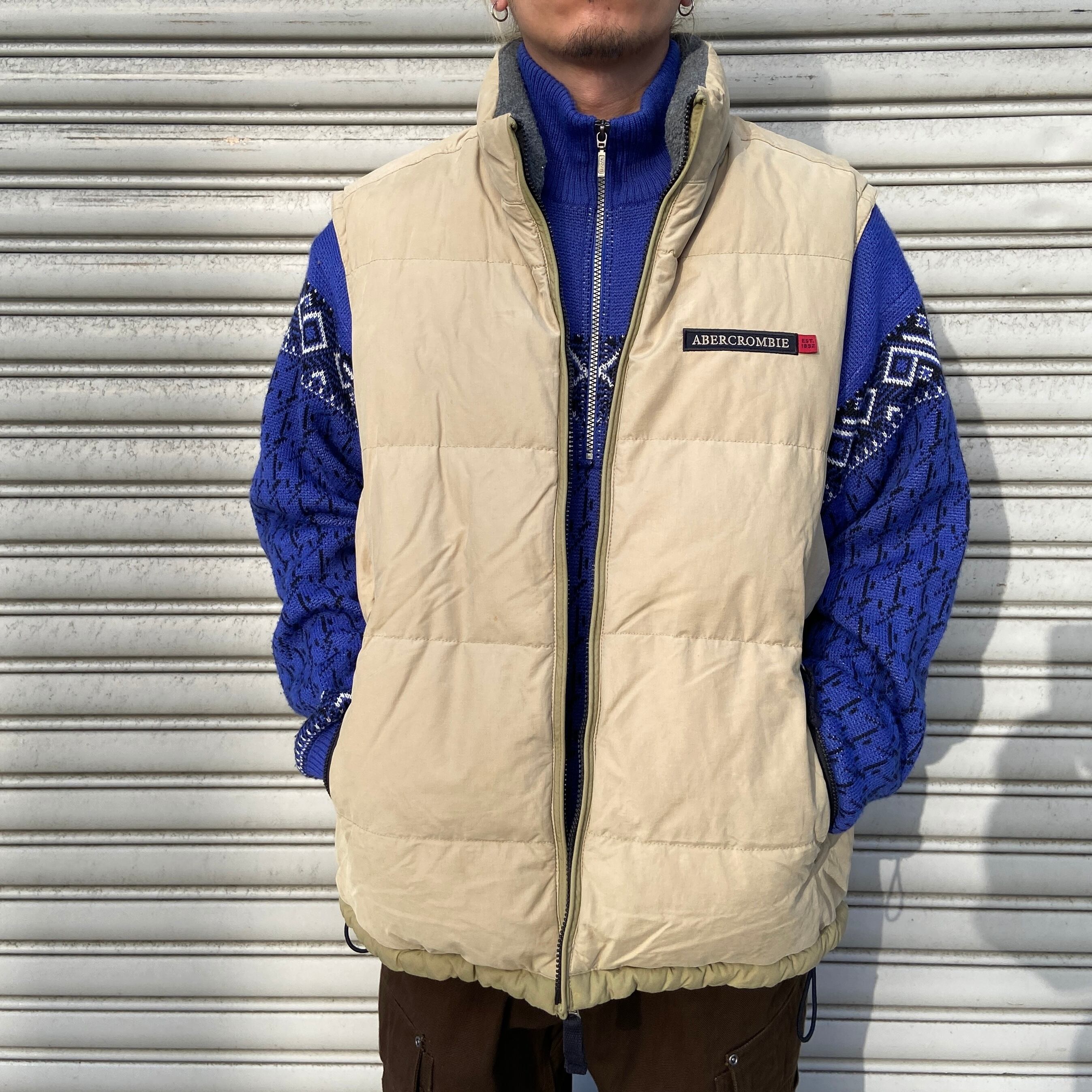 90s☆Abercrombie\u0026Fitch☆ダウンベスト☆L☆韓国製☆アバクロ☆