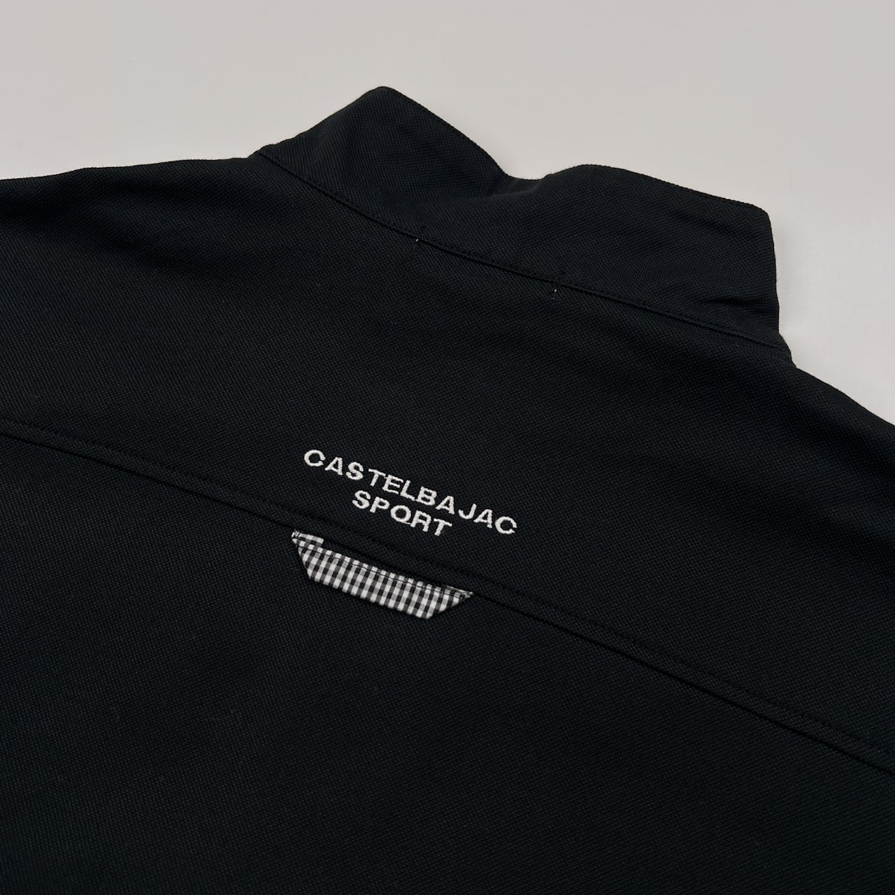 CASTELBAJAC カステルバジャック プリント入り ボーダー風 ハーフジップ 半袖 シャツ サイズ 48 /ブラック/日本製