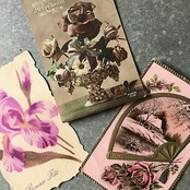 1900s フランス 永遠の花々とポストカード 3p アンティーク