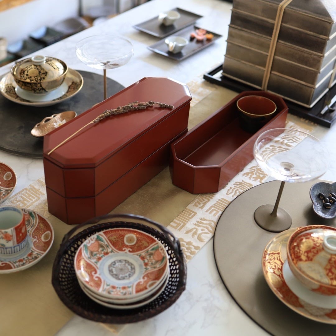 越前塗 根来 亀甲三段重 | 芦屋貴兆陶家 online shop 越前塗 根来 亀甲三段重 | 芦屋貴兆陶家 online shop
