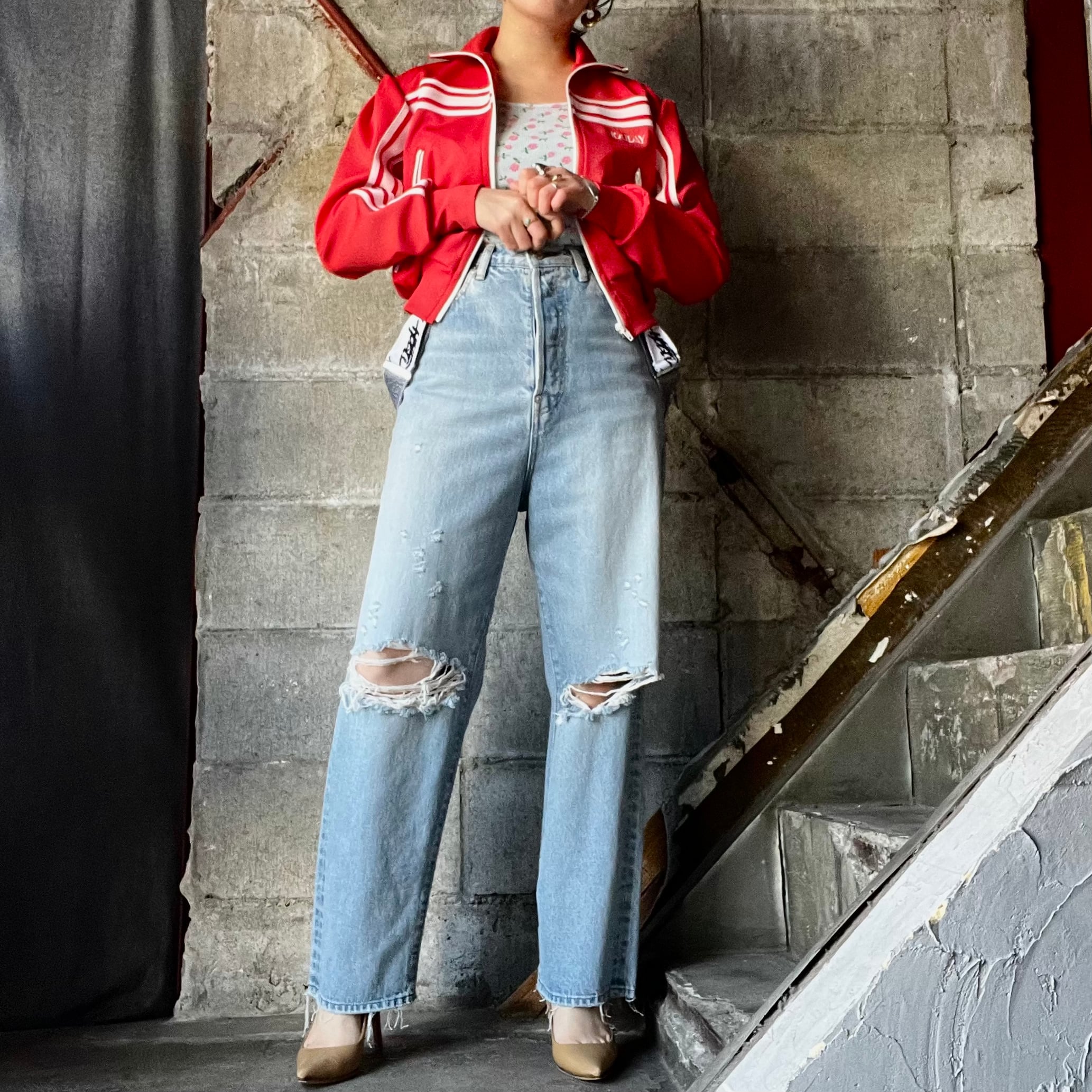 HOLIDAY】 puff sleeve track jacket (red） | olaf