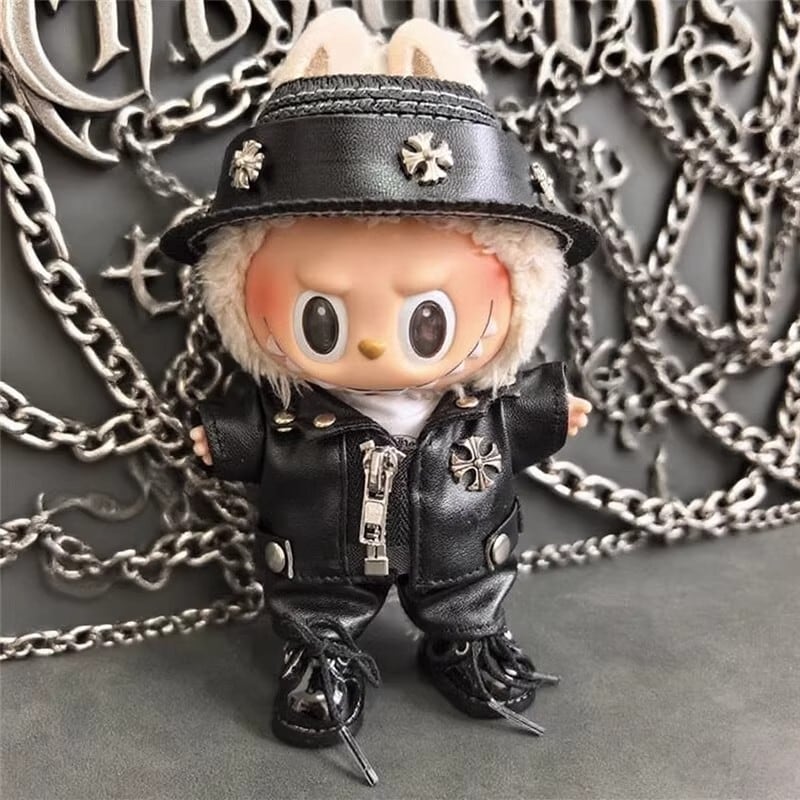 ラブブ 一代二代三代用 クロス レザージャケット＋帽子 Labubu用