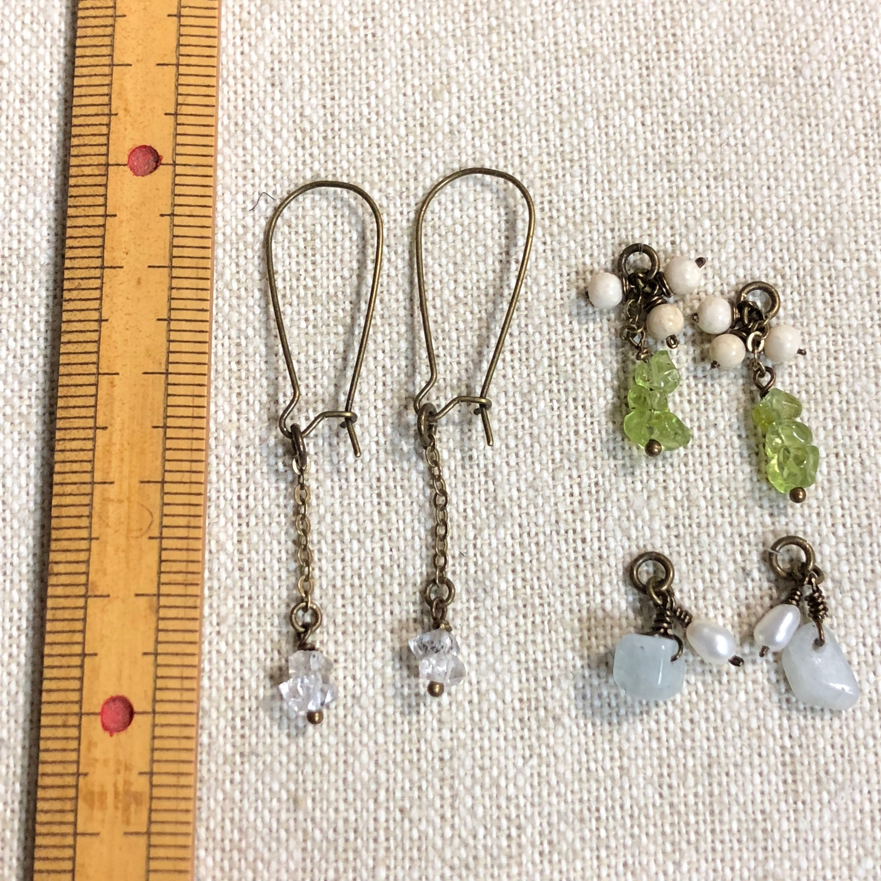 ハーキマーダイヤモンド他 着せ替えキドニーフックピアス ハンドメイド