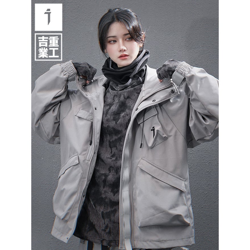 サイバーパンク ユニセックスジャケット ハイネック フード付き