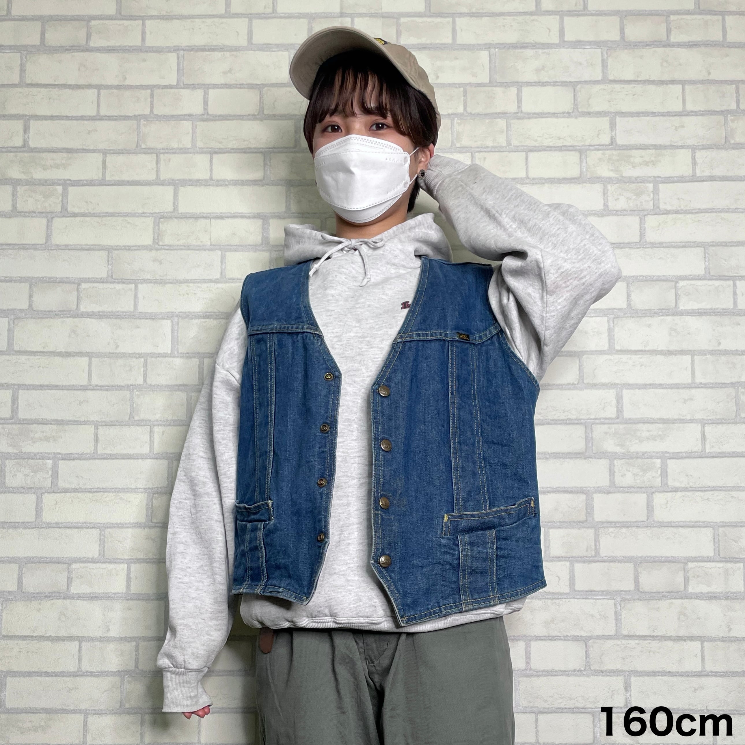 Made in USA 】 Lee デニムベスト インディゴブルー ワンポイント 