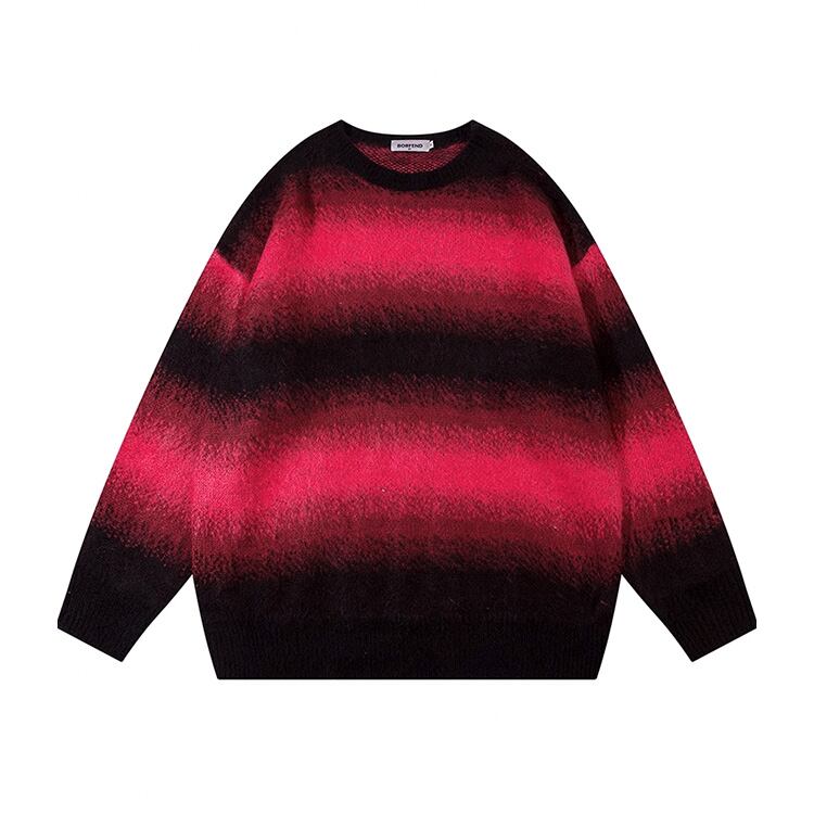 ★GRADIENT STRIPE MOHAIR ROUND NECK SWEATER　　　A0831