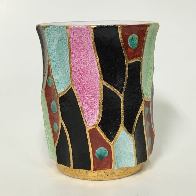 金彩色絵カップ【黒】(170410-6)