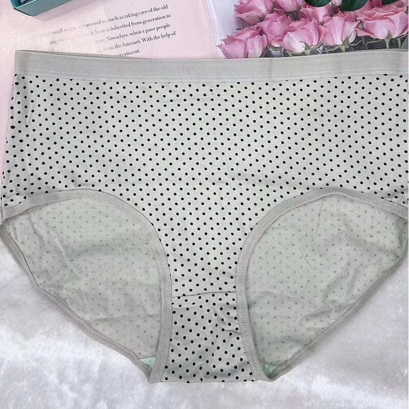 女性の脂肪MMトライアングルパンティーを大きくするための4パックハイウエスト下着の女性の綿尻プラスサイズの水玉綿プラス肥料 ミックスインファッション93772785336