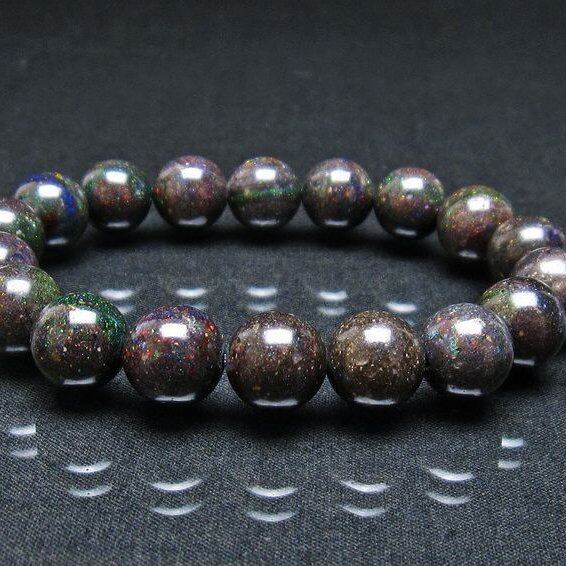 ブラックオパール ブレスレット 11mm 一点物 111-37895