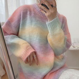 【送料無料】 ニットセーター  パステルカラー  長袖  ラウンドネック  カジュアル系  大人可愛い  シンプルデザイン  こなれ感  暖かい  暖かコーデ   厚手生地  レディースファッション  可愛い  冬  お出かけ・女子会・デイリーユース  ピンク・ブルー