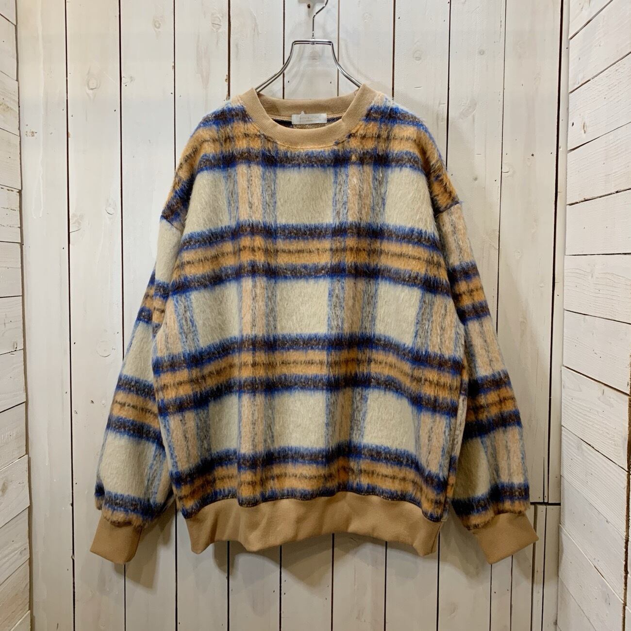 Vintage Plaid mohair knit sweater - ニット/セーター