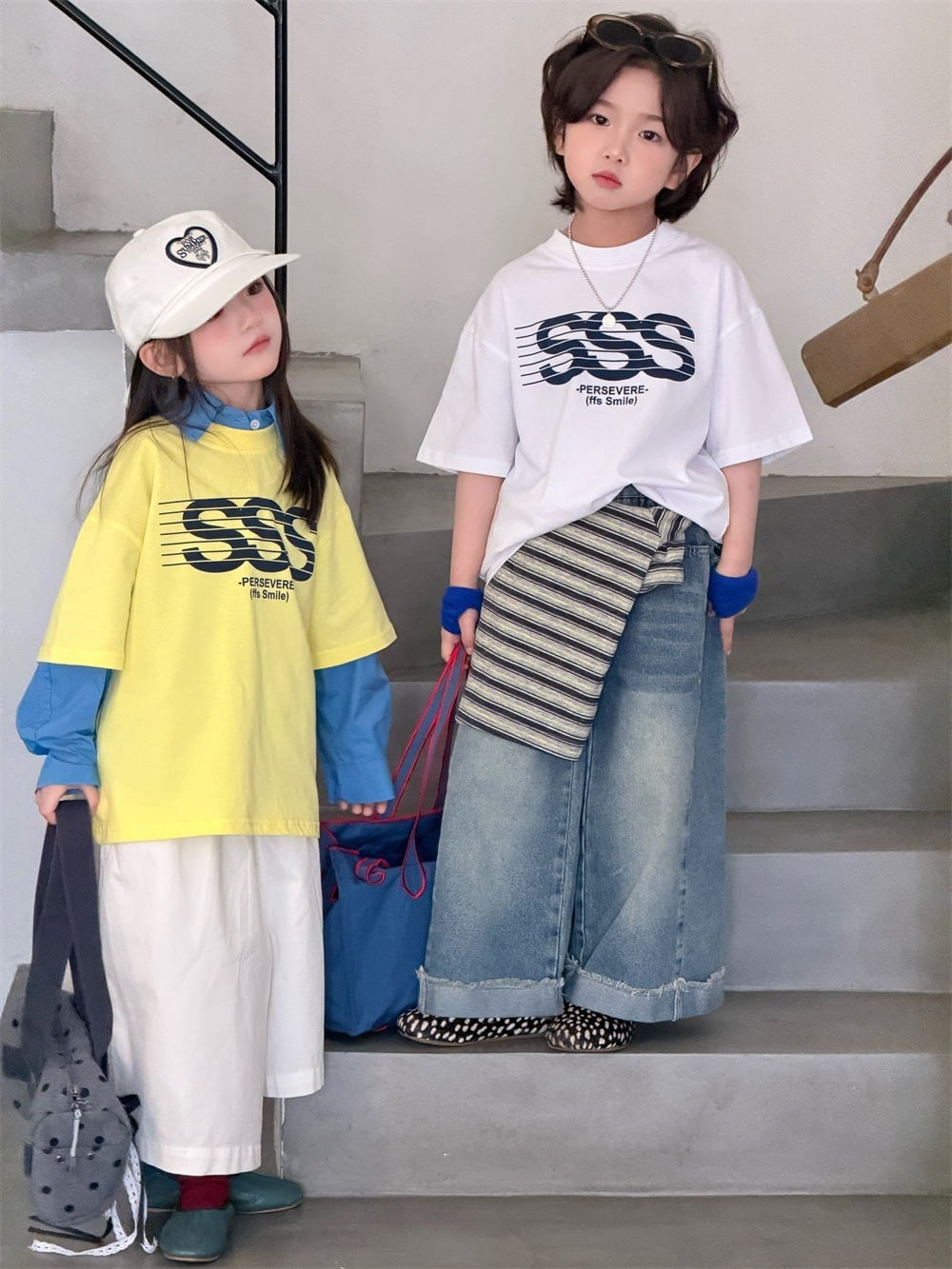 ロールアップワイドデニムパンツ（ウォッシュブルー）XDJK 2026春｜90