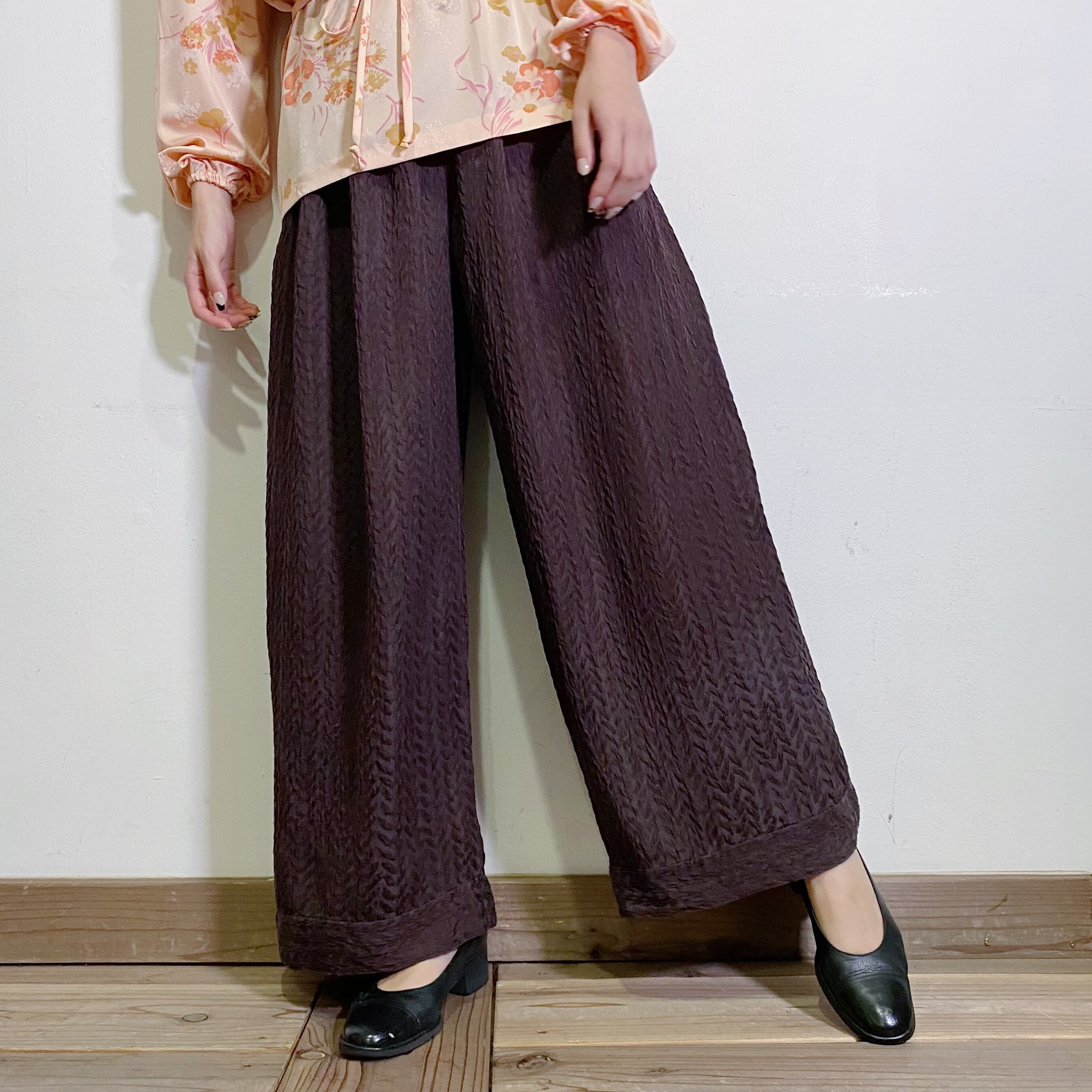 Brown silk easy pants【536】
