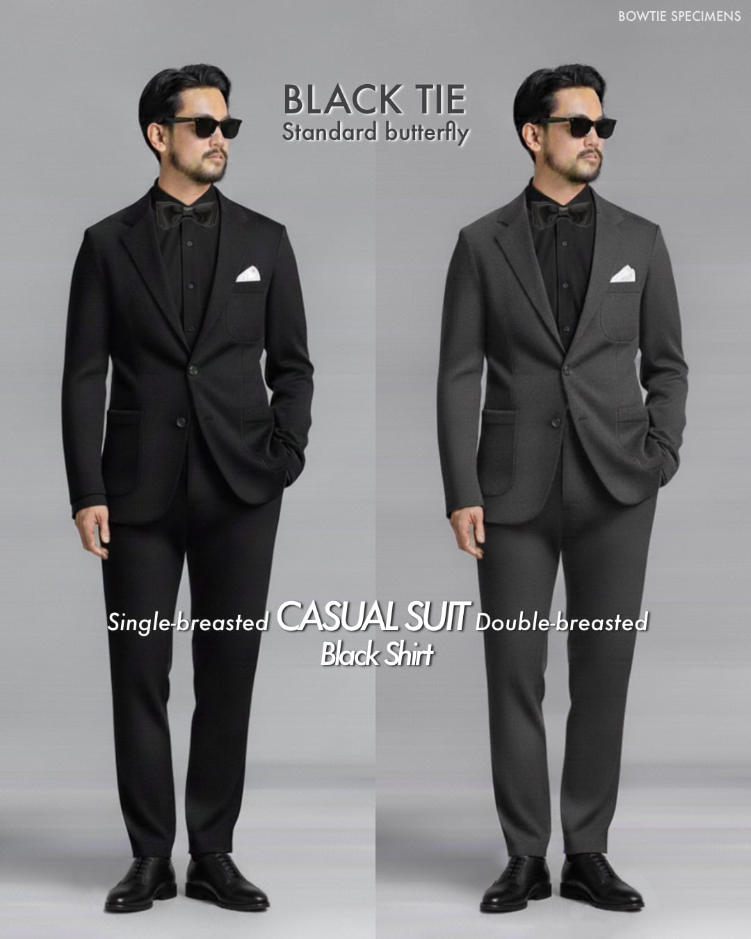 スタンダード・バタフライ (ブラックサテン/ソリッド) 作り結び型〈蝶