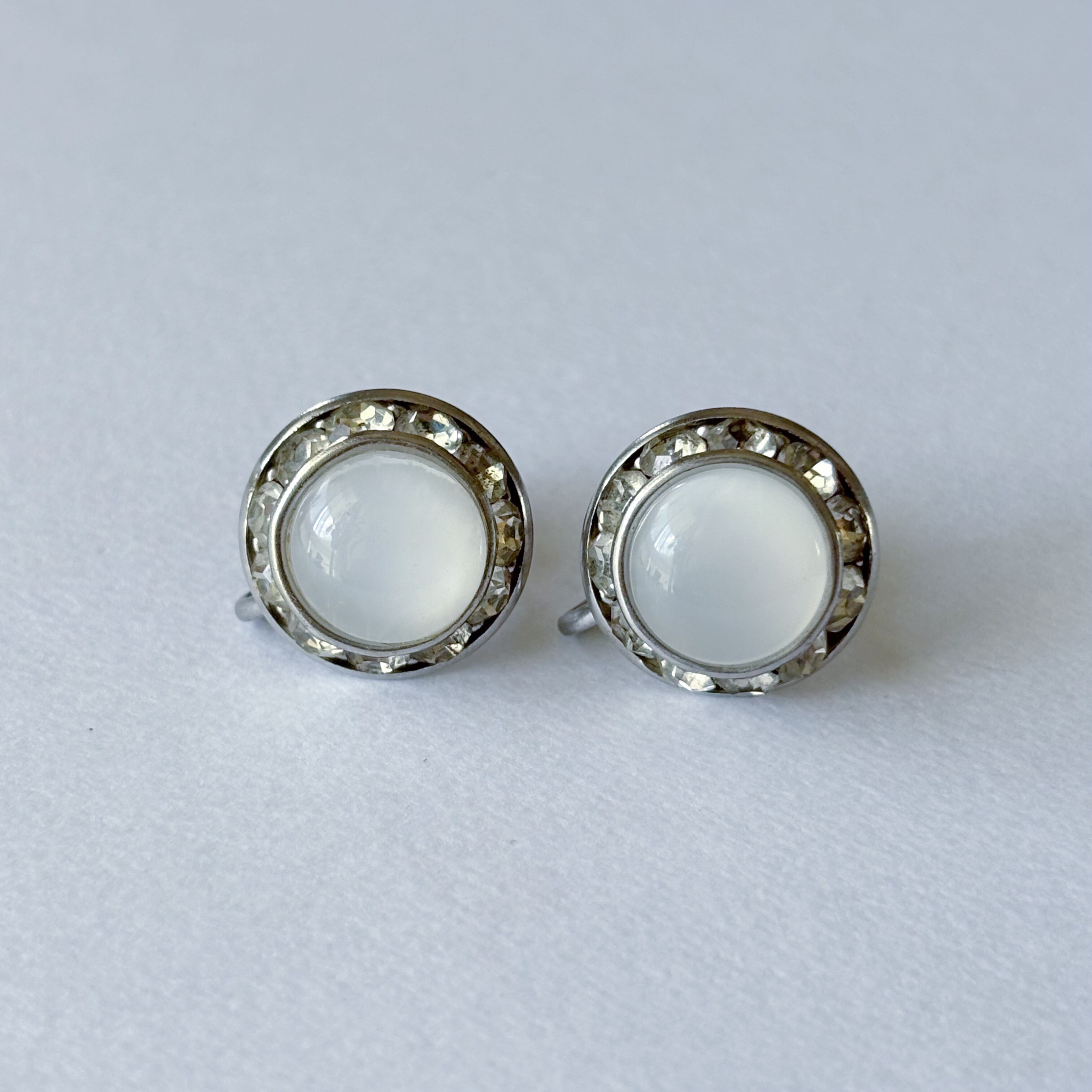 専用 silver stone/シルバーストーン/舞妓/ビンテージ/シルク VINTAGE ART DECO Rhinestone Silver Earrings｜ヴィンテージ